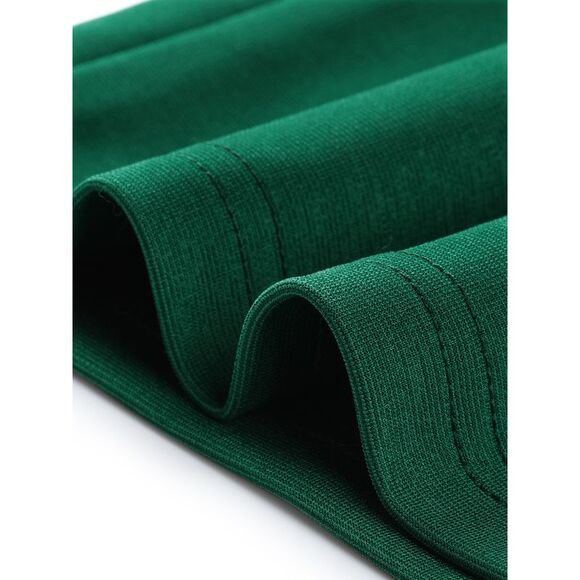 Work Office 3/4 Sleeve Belted Sweetheart Neck Sheath Dress Dark Green - Picture 5 of 6